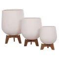 ΣΕΤ 3 ΓΛΑΣΤΡΕΣ ΜΕ TEAK ΒΑΣΕΙΣ TRYLL HM4681.02 FIBER CEMENT ΛΕΥΚΟ