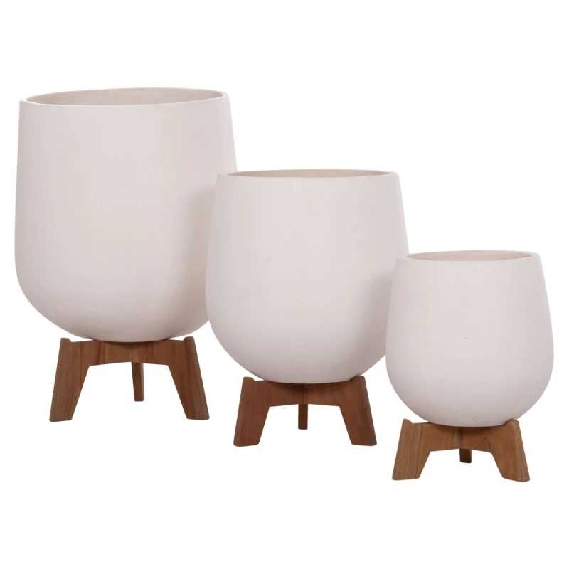ΣΕΤ 3 ΓΛΑΣΤΡΕΣ ΜΕ TEAK ΒΑΣΕΙΣ TRYLL HM4681.02 FIBER CEMENT ΛΕΥΚΟ