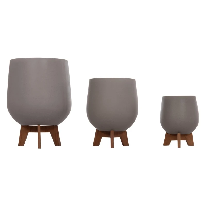 ΣΕΤ 3 ΓΛΑΣΤΡΕΣ ΜΕ TEAK ΒΑΣΕΙΣ TRYLL HM4681.03 FIBER CEMENT--ΓΚΡΙ