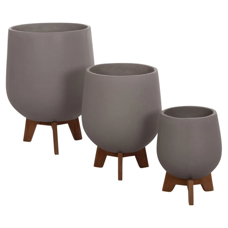 ΣΕΤ 3 ΓΛΑΣΤΡΕΣ ΜΕ TEAK ΒΑΣΕΙΣ TRYLL HM4681.03 FIBER CEMENT--ΓΚΡΙ