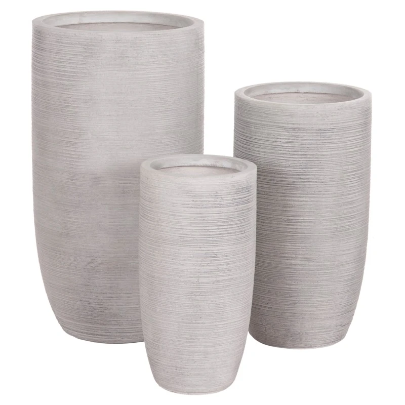 ΣΕΤ 3ΤΜΧ ΓΛΑΣΤΡΕΣ ΚΥΛΙΝΔΡΟΙ ΣΕΙΡΑ GARDENER HM4721 FIBERCLAY-ΧΡΩΜΑ CEMENT Φ42x78Υεκ