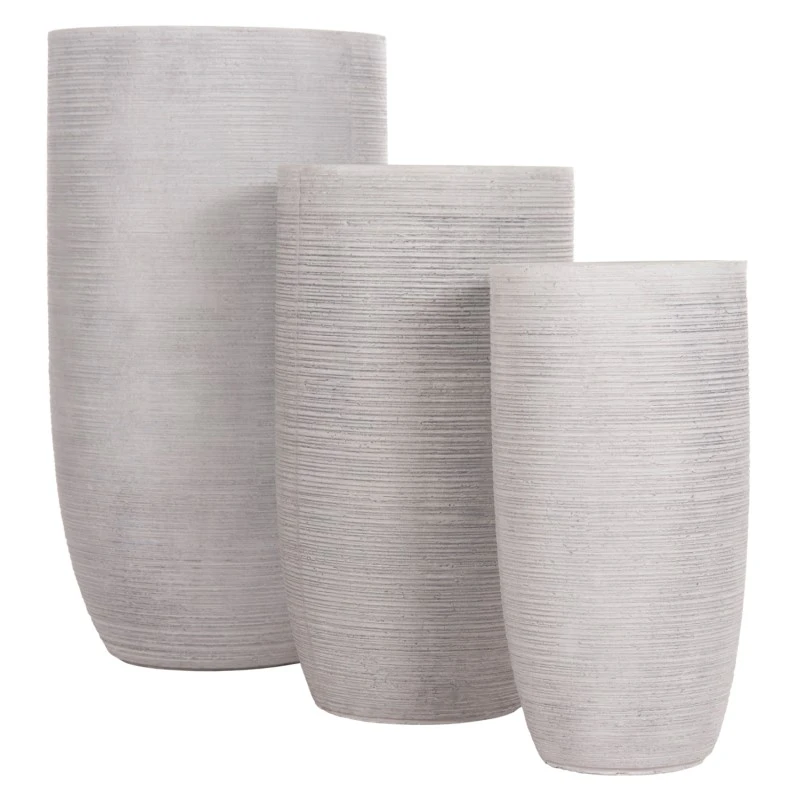 ΣΕΤ 3ΤΜΧ ΓΛΑΣΤΡΕΣ ΚΥΛΙΝΔΡΟΙ ΣΕΙΡΑ GARDENER HM4721 FIBERCLAY-ΧΡΩΜΑ CEMENT Φ42x78Υεκ