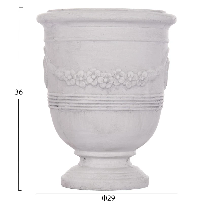 ΣΕΤ 3ΤΜΧ ΓΛΑΣΤΡΕΣ ΜΕ ΑΝΑΓΛΥΦΟ GARDENER HM4729 FIBERCLAY-ΣΕ ΥΠΟΛΕΥΚΟ Φ58x72.5Υεκ