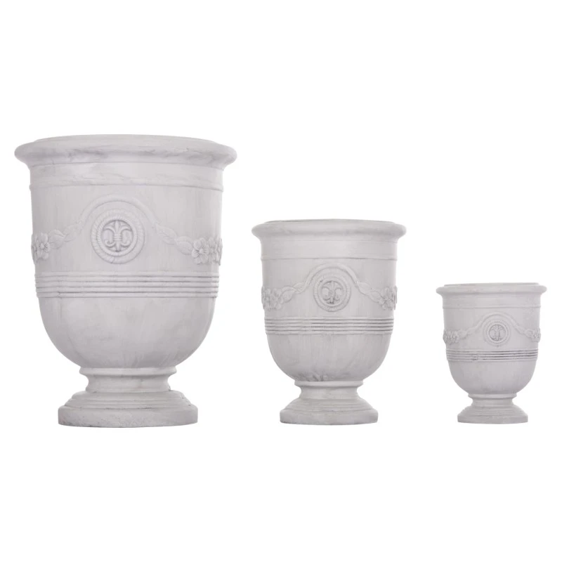 ΣΕΤ 3ΤΜΧ ΓΛΑΣΤΡΕΣ ΜΕ ΑΝΑΓΛΥΦΟ GARDENER HM4729 FIBERCLAY-ΣΕ ΥΠΟΛΕΥΚΟ Φ58x72.5Υεκ