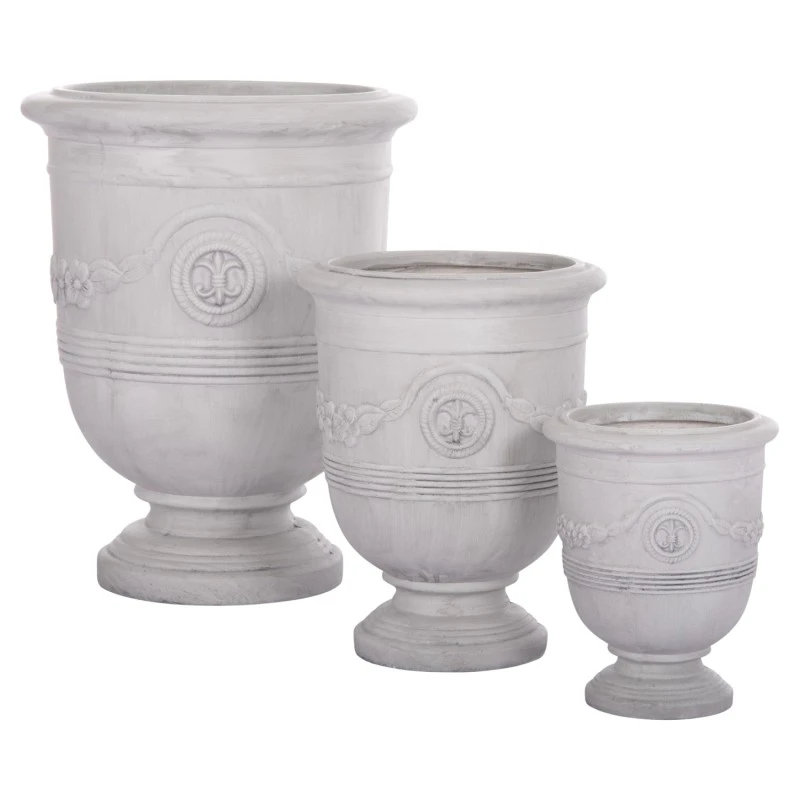 ΣΕΤ 3ΤΜΧ ΓΛΑΣΤΡΕΣ ΜΕ ΑΝΑΓΛΥΦΟ GARDENER HM4729 FIBERCLAY-ΣΕ ΥΠΟΛΕΥΚΟ Φ58x72.5Υεκ