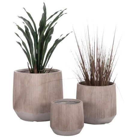 ΣΕΤ 3ΤΜΧ ΓΛΑΣΤΡΕΣ ΣΤΡΟΓΓΥΛΕΣ ΣΕΙΡΑ GARDENER HM4724 FIBERCLAY ΣΕ LIGHT ΚΑΦΕ Φ55x55Υεκ