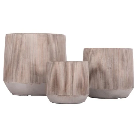 ΣΕΤ 3ΤΜΧ ΓΛΑΣΤΡΕΣ ΣΤΡΟΓΓΥΛΕΣ ΣΕΙΡΑ GARDENER HM4724 FIBERCLAY ΣΕ LIGHT ΚΑΦΕ Φ55x55Υεκ