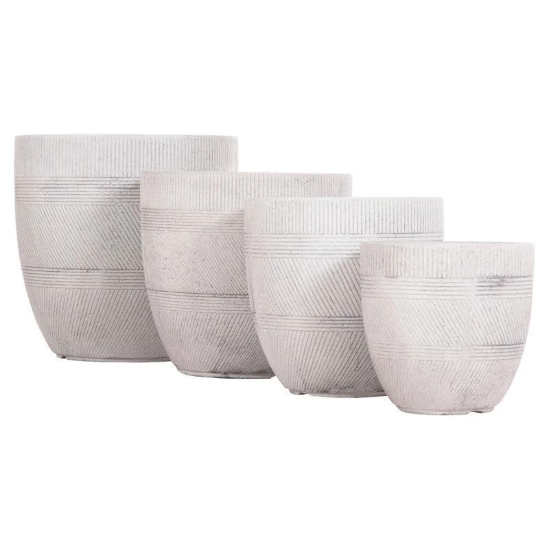 ΣΕΤ 4ΤΜΧ ΓΛΑΣΤΡΕΣ ΣΤΡΟΓΓΥΛΕΣ ΣΕΙΡΑ GARDENER HM4719 FIBERCLAY-ΧΡΩΜΑ CEMENT Φ44x43Υεκ