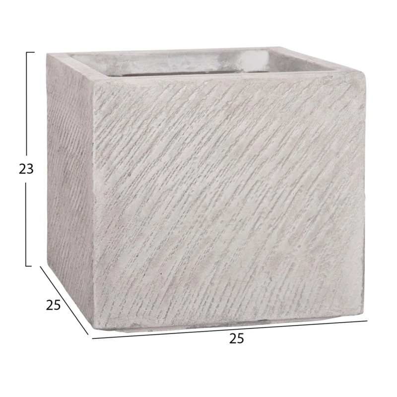 ΣΕΤ 4ΤΜΧ ΓΛΑΣΤΡΕΣ ΤΕΤΡΑΓΩΝΕΣ GARDENER HM4730 FIBERCLAY ΓΚΡΙ CEMENT 37x37x32Υεκ.