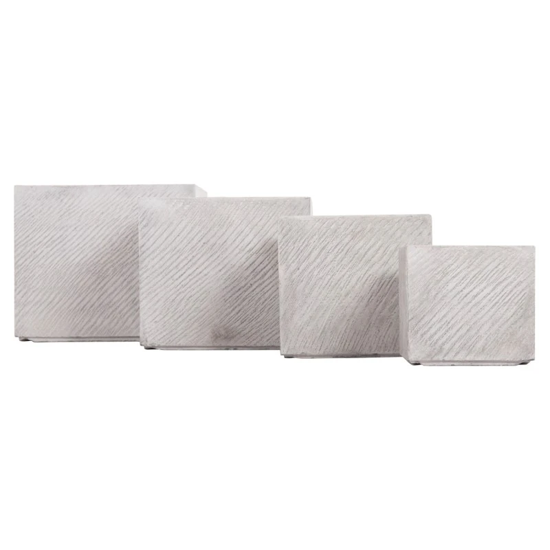 ΣΕΤ 4ΤΜΧ ΓΛΑΣΤΡΕΣ ΤΕΤΡΑΓΩΝΕΣ GARDENER HM4730 FIBERCLAY ΓΚΡΙ CEMENT 37x37x32Υεκ.