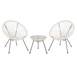 ΣΕΤ ΕΞΩΤΕΡΙΚΟΥ ΧΩΡΟΥ 3ΤΜΧ ACAPULCO HM11861.12 P.E.RATTAN ΛΕΥΚΟ-ΜΕΤΑΛΛΟ ΣΕ ΜΑΥΡΟ