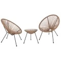 ΣΕΤ ΕΞΩΤΕΡΙΚΟΥ ΧΩΡΟΥ 3ΤΜΧ ACAPULCO HM21100 TWISTED WICKER-ΜΕΤΑΛΛΟ