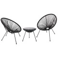 ΣΕΤ ΕΞΩΤΕΡΙΚΟΥ ΧΩΡΟΥ 3ΤΜΧ ACAPULCO HM21101 P.E.RATTAN-ΜΕΤΑΛΛΟ ΣΕ ΜΑΥΡΟ