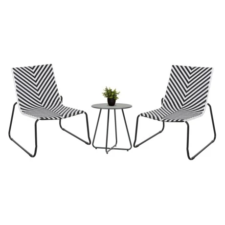 ΣΕΤ LOUNGE 3TMX ΕΞ.ΧΩΡΟΥ PONY HM21193 ΜΕΤΑΛΛΟ ΣΕ ΓΚΡΙ--ΣΥΝΘ.RATTAN ΣΕ ΛΕΥΚΟ-ΜΑΥΡΟ