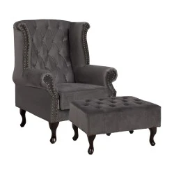 ΣΕΤ ΠΟΛΥΘΡΟΝΑ POLINA & ΥΠΟΠΟΔΙΟ EMMA ΓΚΡΙ ΒΕΛΟΥΔΟ T.CHESTERFIELD HM11053.10 ΣΕΤ ΠΟΛΥΘΡΟΝΑ POLINA & ΥΠΟΠΟΔΙΟ EMMA ΓΚΡΙ ΒΕΛΟΥΔΟ T.CHESTERFIELD HM11053.10
