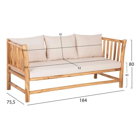 ΣΕΤ ΣΑΛΟΝΙ 4ΤΜΧ EDDARD HM9340 ΑΠΟ ΜΑΣΙΦ ΞΥΛΟ TEAK  ΦΥΣΙΚΟ - ΛΕΥΚΟ