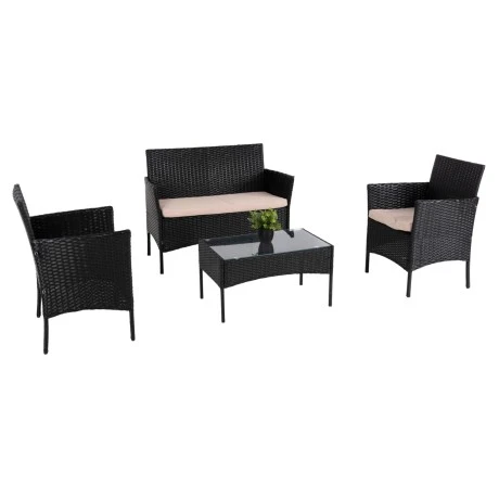 ΣΕΤ ΣΑΛΟΝΙ 4ΤΜΧ STASIA HM6089.01 ΣΥΝΘ.RATTAN ΜΑΥΡΟ-ΚΑΠΟΥΤΣΙΝΟ ΜΑΞΙΛΑΡΙΑ