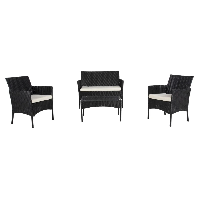 ΣΕΤ ΣΑΛΟΝΙ 4ΤΜΧ STASIA HM6089.04 ΣΥΝΘ.RATTAN ΜΑΥΡΟ-ΜΠΕΖ ΜΑΞΙΛΑΡΙΑ