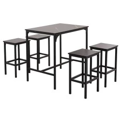 ΣΕΤ ΤΡΑΠΕΖΑΡΙΑ ΜΠΑΡ 5ΤΜΧ BOXY HM9882.13 ΜΑΥΡΟ ΜΕΤΑΛΛΟ-ΜΕΛΑΜΙΝΗ ΜΑΥΡΟ ΜΑΡΜΑΡΟ