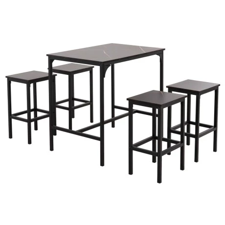 ΣΕΤ ΤΡΑΠΕΖΑΡΙΑ ΜΠΑΡ 5ΤΜΧ BOXY HM9882.13 ΜΑΥΡΟ ΜΕΤΑΛΛΟ-ΜΕΛΑΜΙΝΗ ΜΑΥΡΟ ΜΑΡΜΑΡΟ