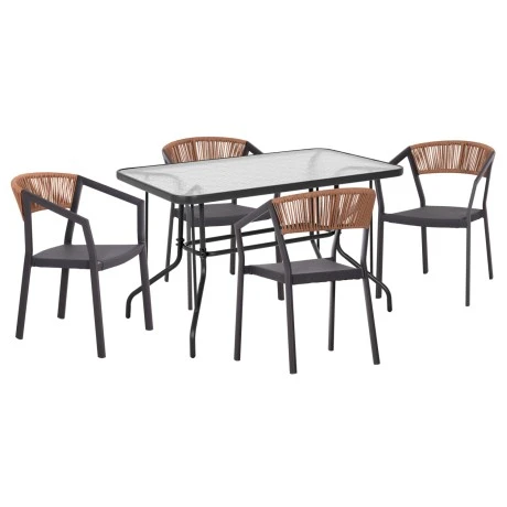 ΣΕΤ ΤΡΑΠΕΖΑΡΙΑΣ 5ΤΜΧ ADAM HM21160 ΚΑΡΕΚΛΕΣ ΑΛΟΥΜΙΝΙΟΥ & ΤΡΑΠΕΖΙ 120x70 ΓΚΡΙ