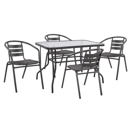 ΣΕΤ ΤΡΑΠΕΖΑΡΙΑΣ 5ΤΜΧ ADAM HM21220.01 ΚΑΡΕΚΛΕΣ ΜΕΤΑΛΛΙΚΕΣ & ΤΡΑΠΕΖΙ 110x60 ΓΚΡΙ