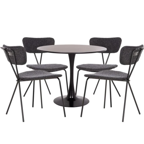 ΣΕΤ ΤΡΑΠΕΖΑΡΙΑΣ 5ΤΜΧ BROLIN HM21200 MDF TOP & ΜΕΤΑΛΛΟ ΜΑΥΡΟ-ΣΚΟΥΡΟ ΓΚΡΙ ΥΦΑΣΜΑ