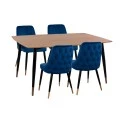 ΣΕΤ ΤΡΑΠΕΖΑΡΙΑΣ 5ΤΜΧ JOLIE HM11198.08 MDF TOP-ΒΕΛΟΥΔΟ ΜΠΛΕ & ΜΕΤΑΛΛΟ ΜΑΥΡΟ