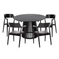 ΣΕΤ ΤΡΑΠΕΖΑΡΙΑΣ 5ΤΜΧ KINGSLEY HM21075.02 ΣΤΡΟΓΓΥΛΟ ΤΡΑΠΕΖΙ Φ120εκ.& 4 ΚΑΡΕΚΛΕΣ-ΜΑΥΡΟ
