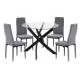 ΣΕΤ ΤΡΑΠΕΖΑΡΙΑΣ 5ΤΜΧ LADY HM21199.01 ΓΥΑΛΙ--ΜΕΤΑΛΛΟ ΣΕ ΜΑΥΡΟ & ΒΕΛΟΥΔΟ ΓΚΡΙ