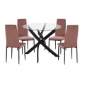 ΣΕΤ ΤΡΑΠΕΖΑΡΙΑΣ 5ΤΜΧ LADY HM21199.02 ΓΥΑΛΙ--ΜΕΤΑΛΛΟ ΣΕ ΜΑΥΡΟ & ΒΕΛΟΥΔΟ ΣΑΠΙΟ ΜΗΛΟ