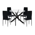 ΣΕΤ ΤΡΑΠΕΖΑΡΙΑΣ 5ΤΜΧ LADY HM21199.04 ΓΥΑΛΙ--ΜΕΤΑΛΛΟ & ΒΕΛΟΥΔΟ ΣΕ ΜΑΥΡΟ