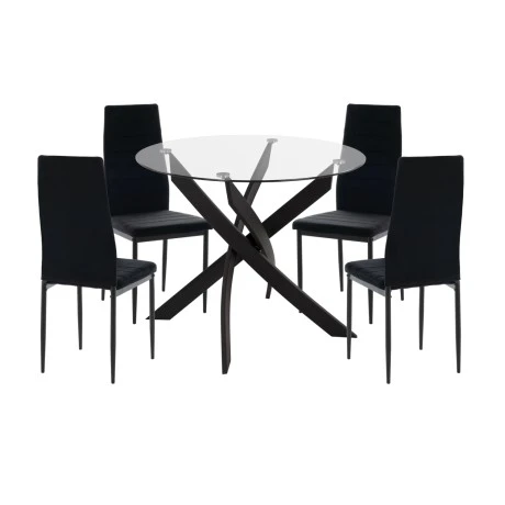 ΣΕΤ ΤΡΑΠΕΖΑΡΙΑΣ 5ΤΜΧ LADY HM21199.04 ΓΥΑΛΙ--ΜΕΤΑΛΛΟ & ΒΕΛΟΥΔΟ ΣΕ ΜΑΥΡΟ