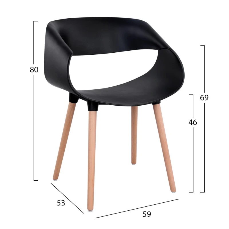 ΣΕΤ ΤΡΑΠΕΖΑΡΙΑΣ 5ΤΜΧ MAGGIE HM21187 MDF TOP & ΠΟΛΥΠΡΟΠΥΛΕΝΙΟ ΣΕ ΜΑΥΡΟ ΧΡΩΜΑ