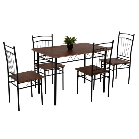 ΣΕΤ ΤΡΑΠΕΖΑΡΙΑΣ 5ΤΜΧ PEARY HM9416.11 ΜΕΤΑΛΛΟ ΜΑΥΡΟ-MDF ΚΑΡΥΔΙ 110x60x74Yεκ.