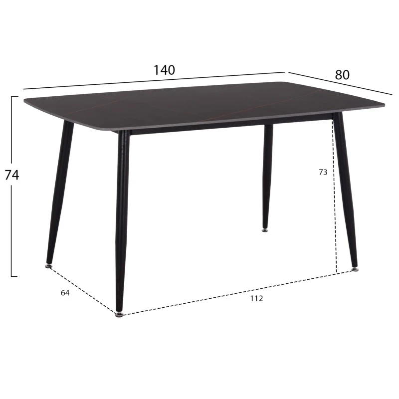 ΣΕΤ ΤΡΑΠΕΖΑΡΙΑΣ 5ΤΜΧ RAVEN HM21072.02 ΚΕΡΑΜΙΚΟ TOP ΜΑΥΡΟ ΜΑΡΜΑΡΟ & 4 ΚΑΡΕΚΛΕΣ