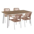 ΣΕΤ ΤΡΑΠΕΖΑΡΙΑΣ 5ΤΜΧ TABER HM10824.01 ΑΛΟΥΜΙΝΙΟ ΛΕΥΚΟ--POLYWOOD--P.E.ΣΧΟΙΝΙ ΜΠΕΖ