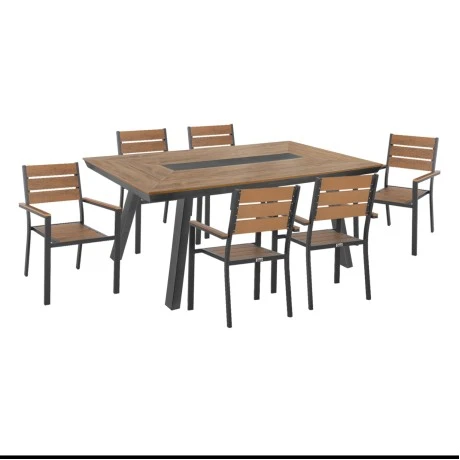ΣΕΤ ΤΡΑΠΕΖΑΡΙΑΣ 7ΤΜΧ SAGA HM10814 ΑΛΟΥΜΙΝΙΟ ΣΕ ΓΚΡΙ--POLYWOOD