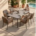 ΣΕΤ ΤΡΑΠΕΖΑΡΙΑΣ 7ΤΜΧ STAD HM10863.01 ΓΚΡΙ ΑΛΟΥΜΙΝΙΟ-SINTERED STONE TOP-OLEFIN