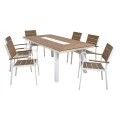 ΣΕΤ ΤΡΑΠΕΖΑΡΙΑΣ TABER HM10738.01 ΤΡΑΠΕΖΙ & 6 ΠΟΛΥΘΡΟΝΕΣ-ΑΛΟΥΜΙΝΙΟ & POLYWOOD-ΛΕΥΚΟ