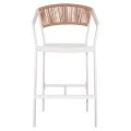 ΣΚΑΜΠΟ ΑΛΟΥΜΙΝΙΟΥ HM5892.12 ΜΕΣΑΙΟΥ ΥΨΟΥΣ RATTAN & TEXTLINE ΛΕΥΚΟ ΜΠΕΖ 56,5x57x99,5
