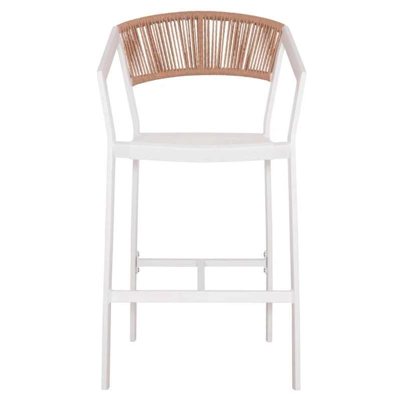 ΣΚΑΜΠΟ ΑΛΟΥΜΙΝΙΟΥ HM5892.12 ΜΕΣΑΙΟΥ ΥΨΟΥΣ RATTAN & TEXTLINE ΛΕΥΚΟ ΜΠΕΖ 56,5x57x99,5