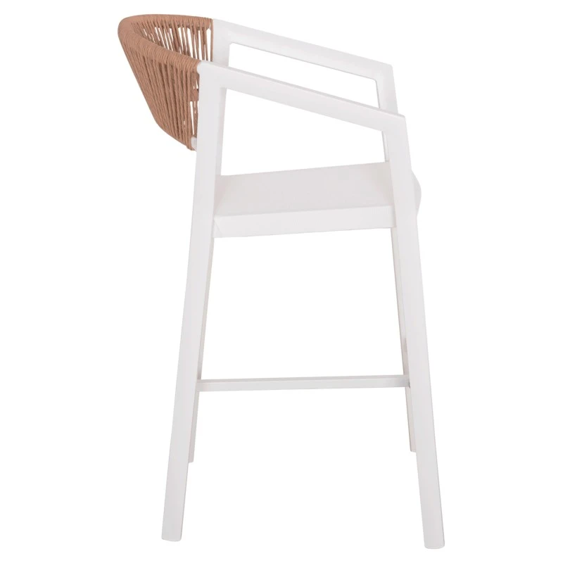 ΣΚΑΜΠΟ ΑΛΟΥΜΙΝΙΟΥ HM5892.12 ΜΕΣΑΙΟΥ ΥΨΟΥΣ RATTAN & TEXTLINE ΛΕΥΚΟ ΜΠΕΖ 56,5x57x99,5