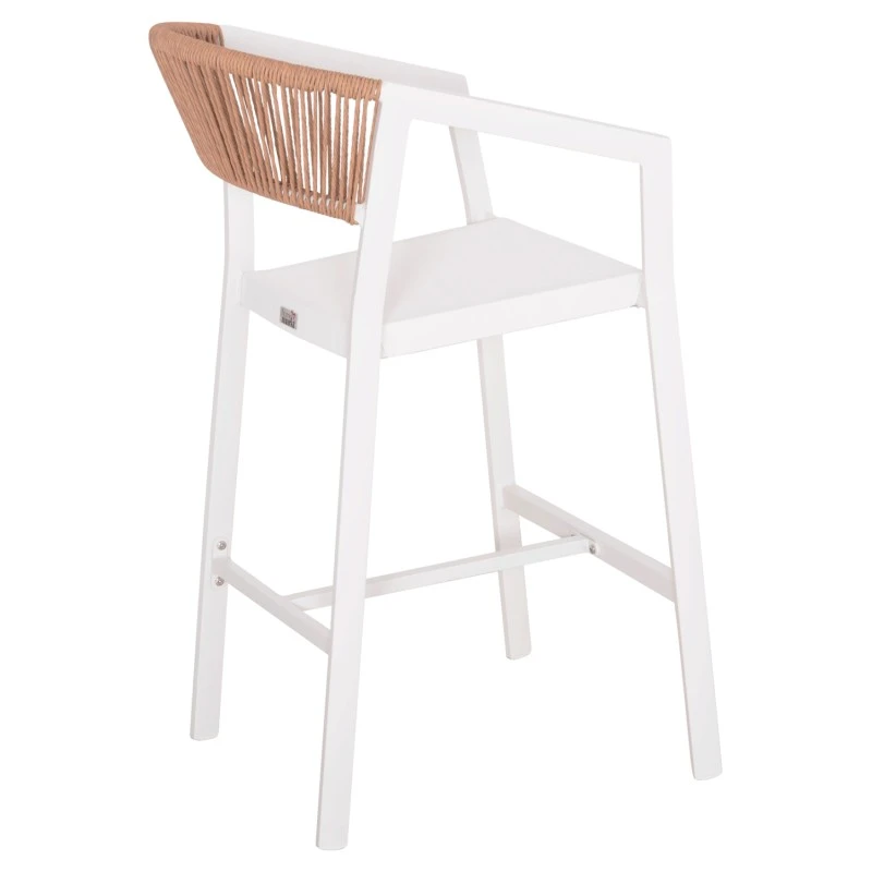 ΣΚΑΜΠΟ ΑΛΟΥΜΙΝΙΟΥ HM5892.12 ΜΕΣΑΙΟΥ ΥΨΟΥΣ RATTAN & TEXTLINE ΛΕΥΚΟ ΜΠΕΖ 56,5x57x99,5