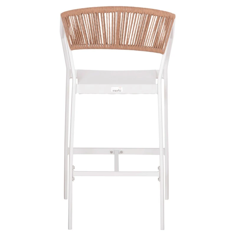 ΣΚΑΜΠΟ ΑΛΟΥΜΙΝΙΟΥ HM5892.12 ΜΕΣΑΙΟΥ ΥΨΟΥΣ RATTAN & TEXTLINE ΛΕΥΚΟ ΜΠΕΖ 56,5x57x99,5
