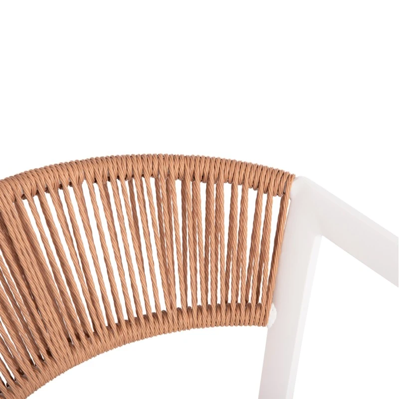 ΣΚΑΜΠΟ ΑΛΟΥΜΙΝΙΟΥ HM5892.12 ΜΕΣΑΙΟΥ ΥΨΟΥΣ RATTAN & TEXTLINE ΛΕΥΚΟ ΜΠΕΖ 56,5x57x99,5