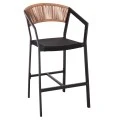 ΣΚΑΜΠΟ ΑΛΟΥΜΙΝΙΟΥ HM5892.15 ΜΕΣΑΙΟΥ ΥΨΟΥΣ RATTAN & TEXTLINE ΜΑΥΡΟ ΜΠΕΖ 56,5x57x99,5Y