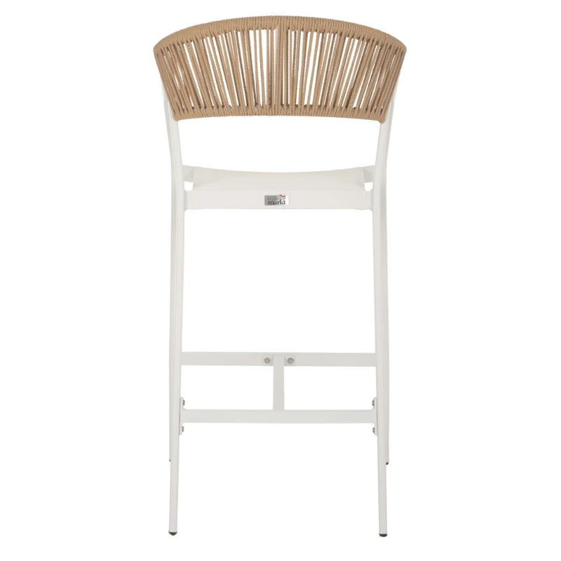 ΣΚΑΜΠΟ ΑΛΟΥΜΙΝΙΟΥ ΛΕΥΚΟ ΜΕ ΜΠΡΑΤΣΑ RATTAN & TEXTLINE 56x58x105Yεκ. HM5892.22