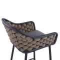 ΣΚΑΜΠΟ KADE ΜΕ ΜΕΤΑΛΛΙΚΟ ΣΚΕΛΕΤΟ ΚΑΙ ΜΠΕΖ WICKER ΣΧΟΙΝΙ HM5715 54x54x103 εκ.