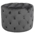 ΣΚΑΜΠΟ KASSIE  ΓΚΡΙ ΒΕΛΟΥΔΟ ΤΥΠΟΥ CHESTERFIELD HM8406.01 Φ60x43Υ εκ.
